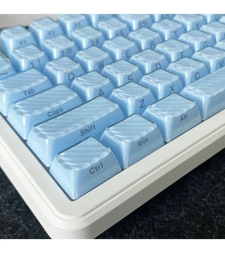 Keycap 136 small full set of crystal jelly blue crystal magic wave two-color side engraving opaque crystal double-layer flow