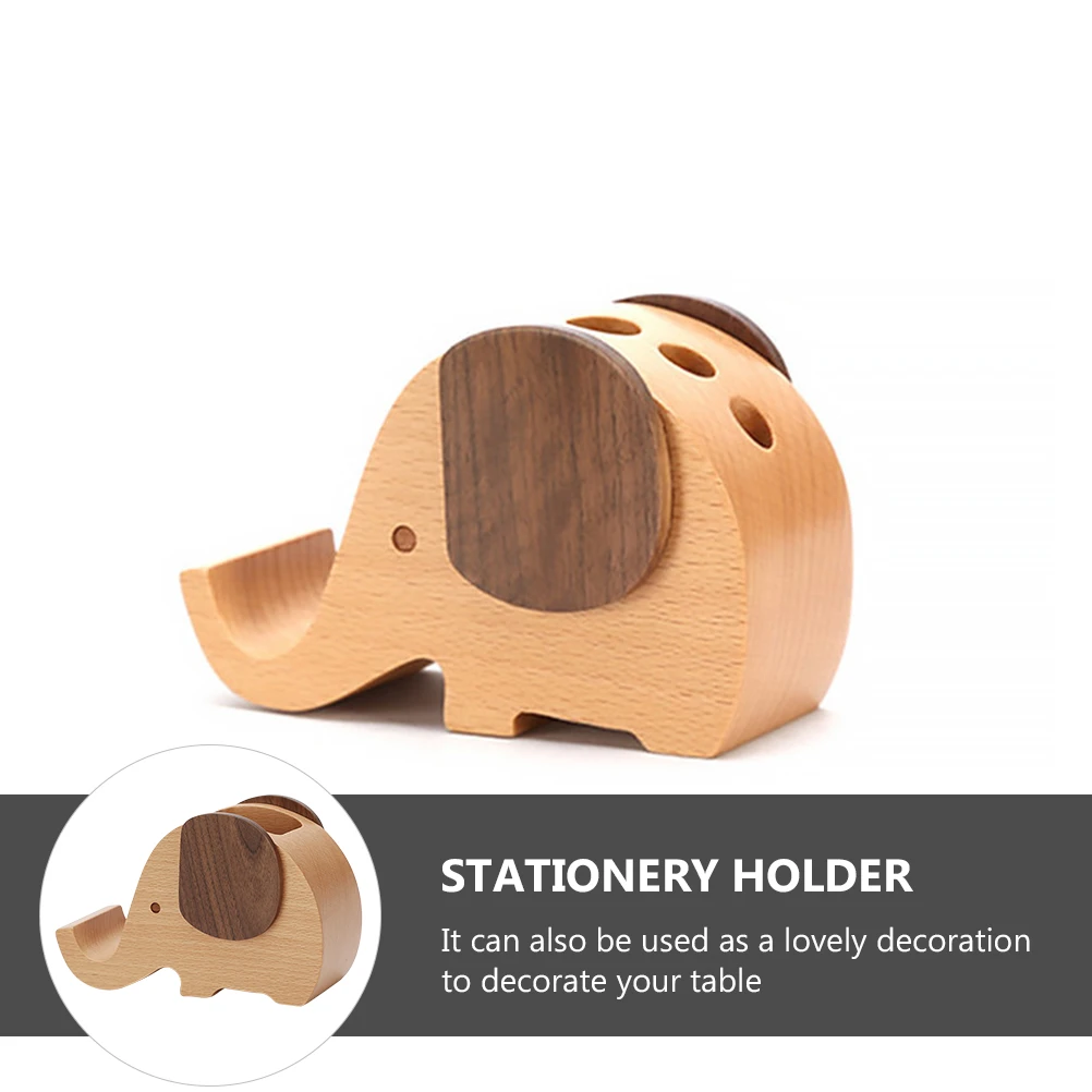 

Pen Holders Elephant Wooden Desktop Adorable Ornament Adornment Home Office Decor