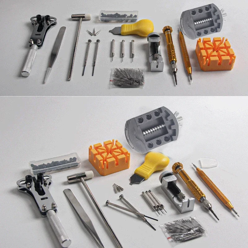 158PCS A/B Style Watch Repair Tool Kit Moving Parts Bottle Opener Assembly Rear Shell Pressing Tool Set Send Polishing Plate