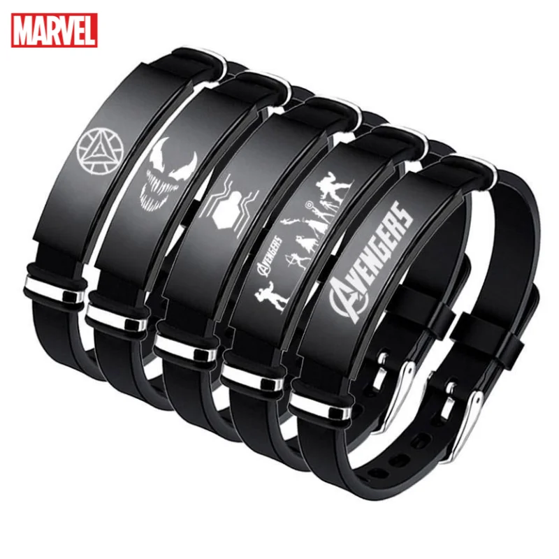 Marvel Super Hero Spider-Man Hulk Captain America Handsome Silicone Bracelet Rope Personalized Couple Bracelet Gift Wholesale