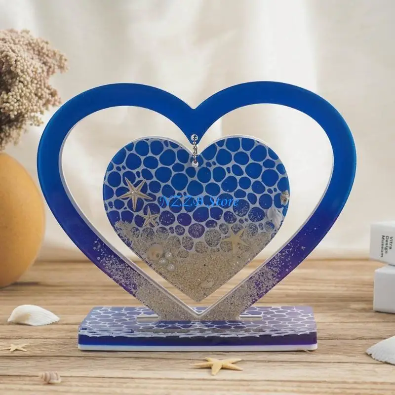 

T21F Desktop Decor Semi-stereoscopic Double Loves Photo Frame Ornament Silicone Mold