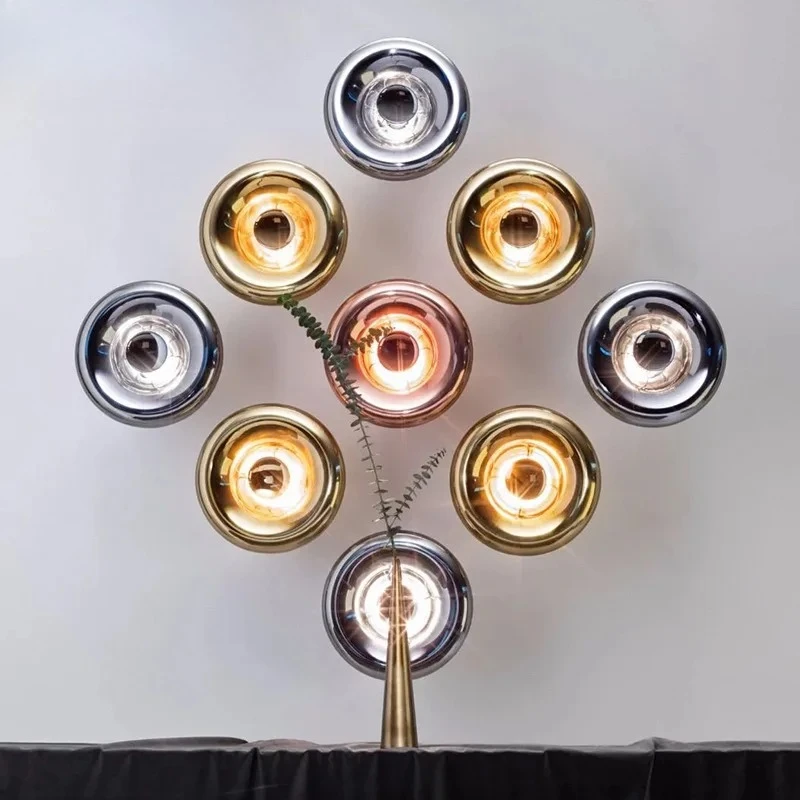 

Modern luxury background wall, medieval space ball aisle, bedside lava staircase wall lamp bar atmosphere living room decoration