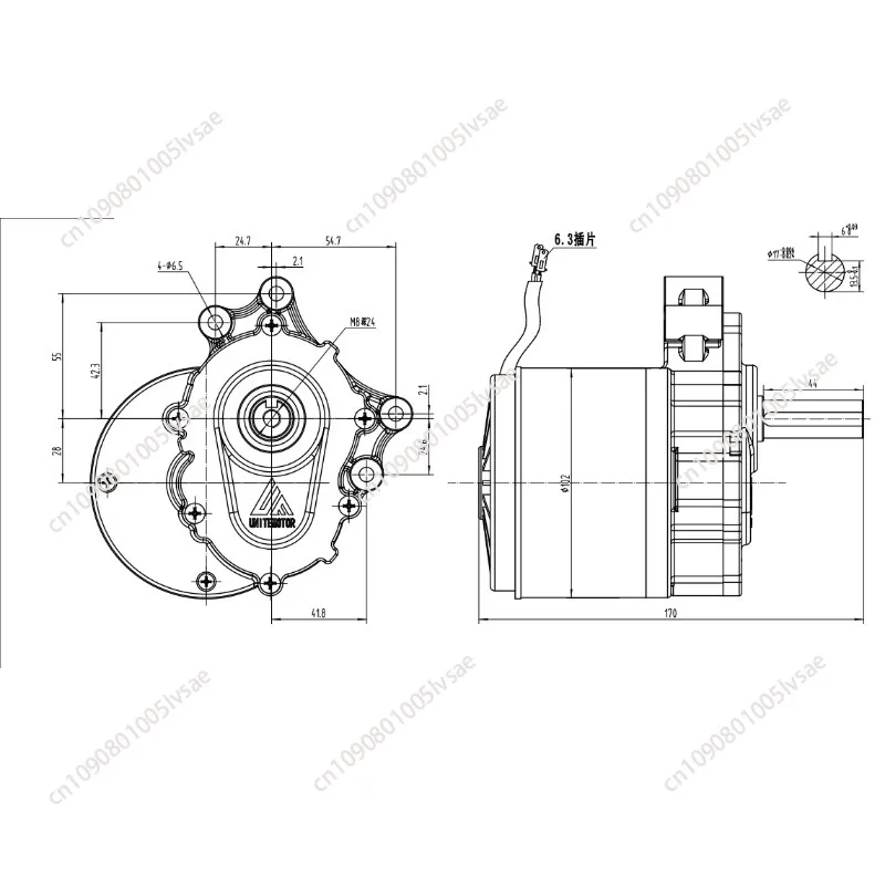 Low-speed wheelchair motor 75 120 160 180 rpm 250 watt 24 volts