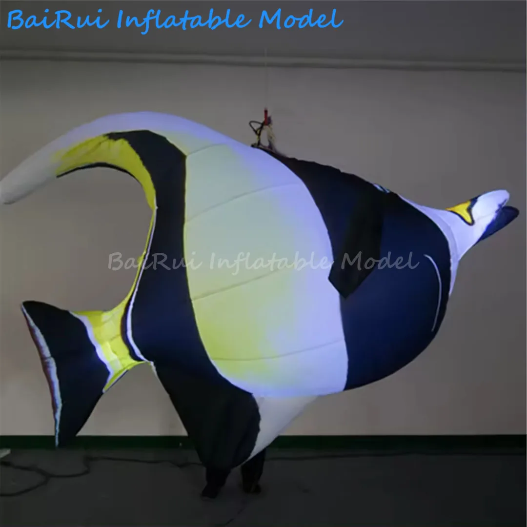 1 قطعة 2 متر العملاق نفخ الكرتون القرش الهواء ضربة الأسماك مع الأبيض مصباح ليد ملهى ليلي المرحلة الديكور الاطفال الحدث الإعلان الدعائم #6