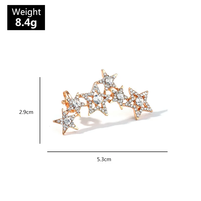 1PCS Fashion Crystals Stars Ear Clip Cuff Wrap Earrings No Piercing-Clip On Cartilage Wrap Earring for Women