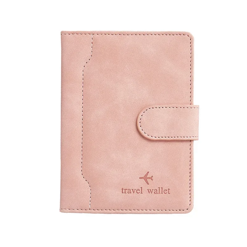 RFID Passport Wallet Women PU Anti-theft Passport Holder Travel Wallet Men ID Bank Credit Card Holder with Magnetic Buckle