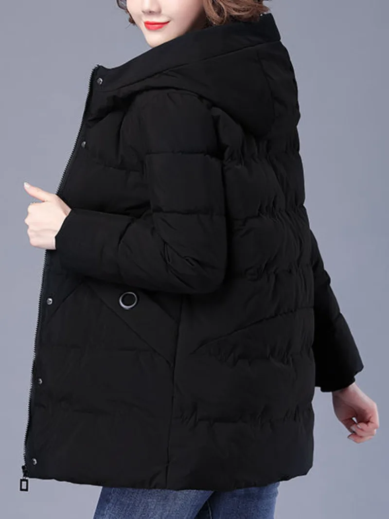 2022 New Women Winter Jacket Long Warm Parkas Female Coat Thicken Cotton Padded Jacket Hooded Loose Women\'s Clothes Basic Tops