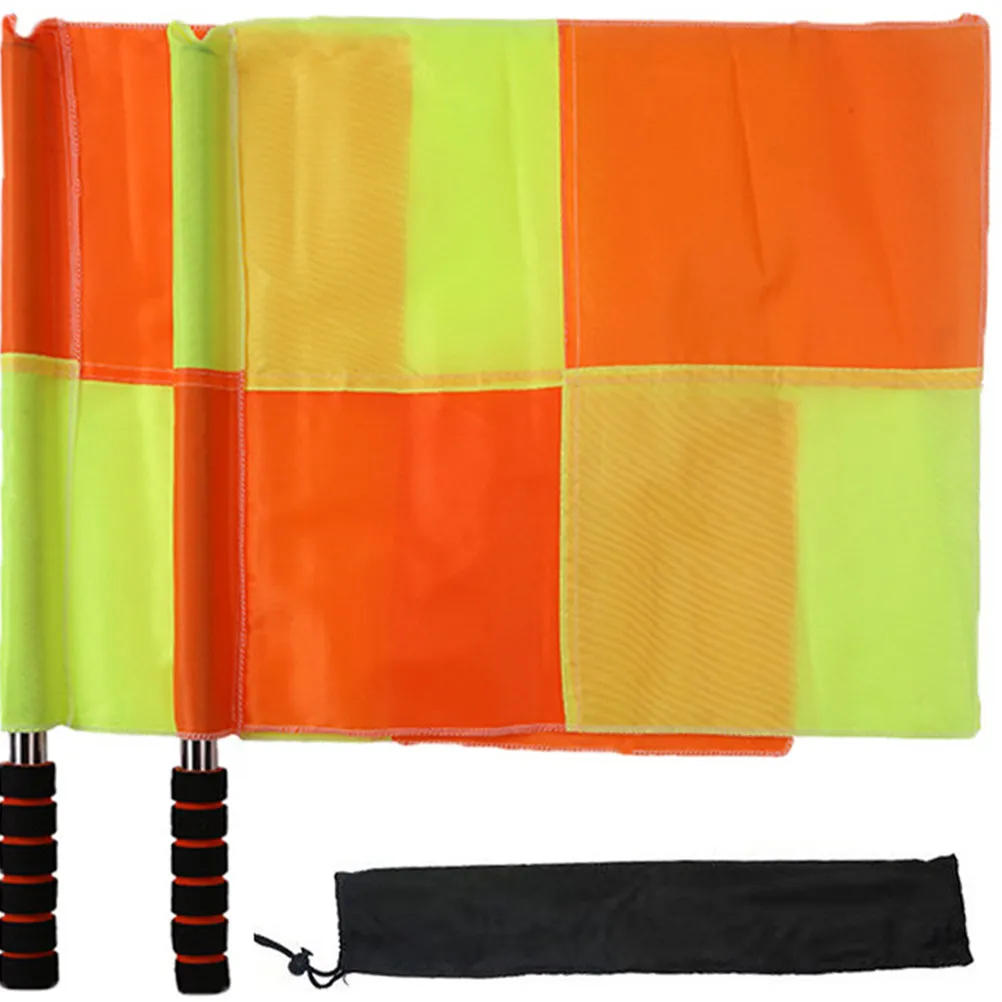2Pcs Warning Referee Flags Competition Signal Flags Stainless Steel Handle Spongy Grip Light Weight for Traffic Direction Soccer view 2