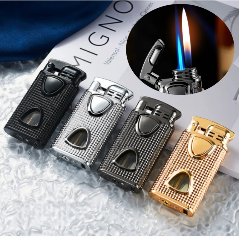 

New Windproof Intelligent Induction Dual Fire Conversion Lighter Metal Relief Visible Window Inflatable Lighter Men's Gift