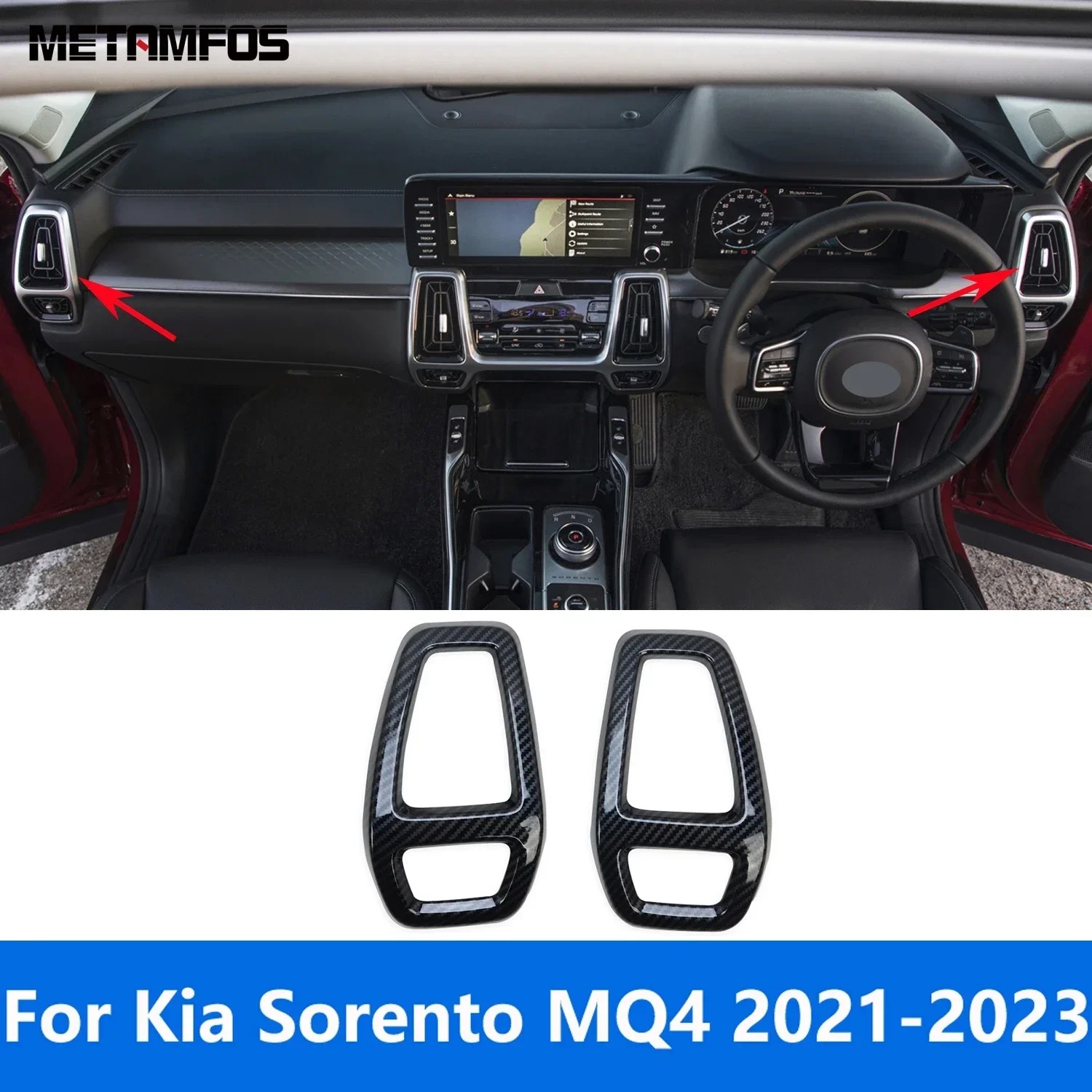 Front Air Condition AC Vent Outlet Cover Trim For Kia Sorento MQ4 2021 2022 2023 Carbon Fiber Decoration Interior Accessories