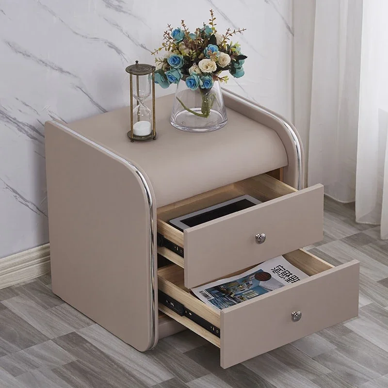 

z Storage with Two Drawers Leather Nightstands