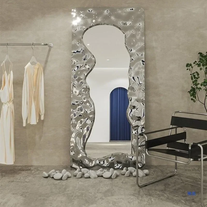 Light luxury mirror full body full-length floor Internet celebrity creative water ripple mirror clothing shoe bag