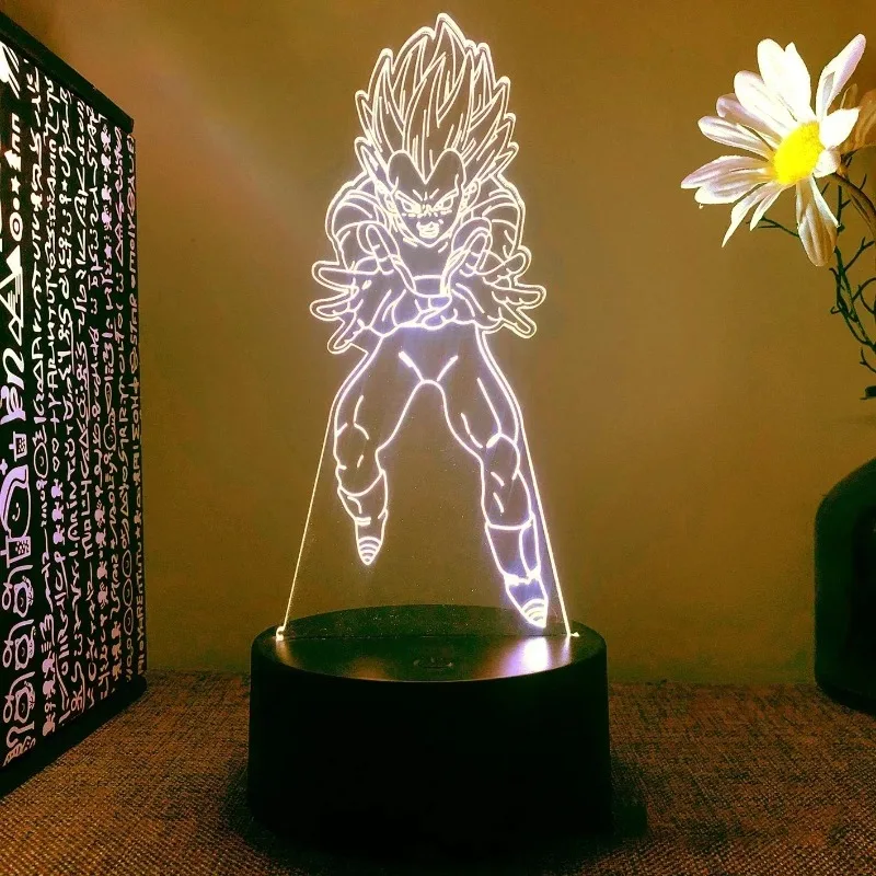Dragon Ball Z Anime 3D LED Night Light Super Saiyan Vegeta Goku Broly Character Desk Lamp Kids Bedroom Decor Holiday Gift