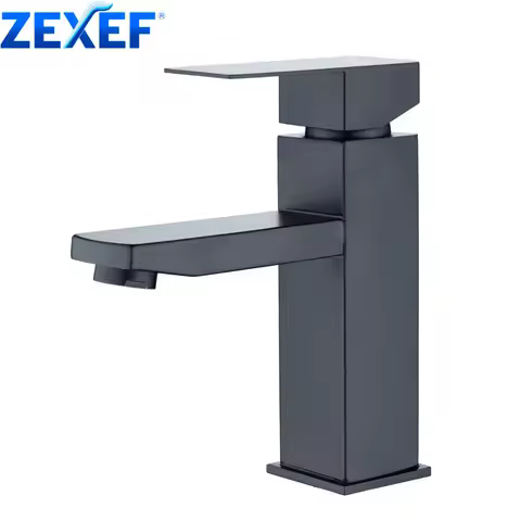 Stainless Steel Bathroom Faucet Hot&amp;Cold Mixer Tap Deck Mounted Bathroom Basin Faucets Square Washbasin Sink Bathtub Faucet
