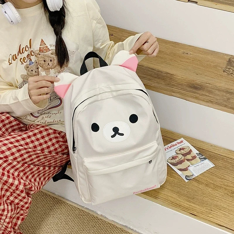 ミニソー 大容量 かわいいクマ柄 リュックサック 学生 レジャー 旅行バッグ 女の子 ホリデーギフト - 収納バッグ ホーム＆ガーデン