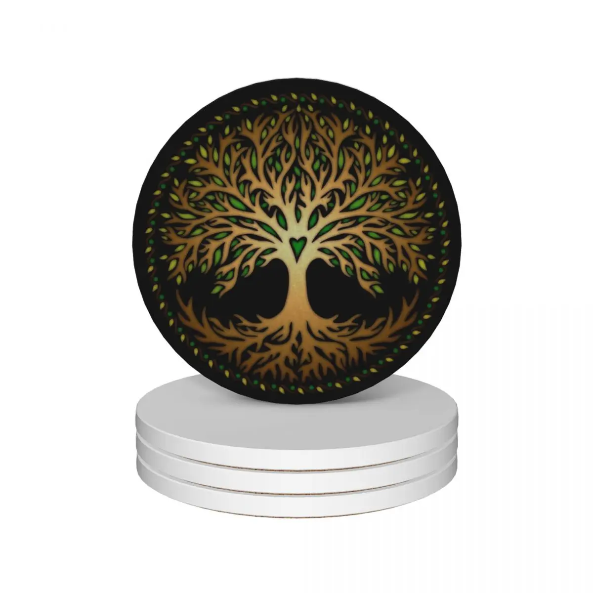 

Yggdrasil, Tree of Life, Celtic Symbol Ceramic Coasters (Set of 4) cup pads eat table black for coffee mugs Coasters