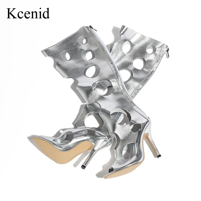 

Kcenid Большие размеры 43, сапоги до колена в римском стиле, ультра-высокий тонкий каблук, дышащая крутая молния сзади, летняя пикантная обувь, новинка