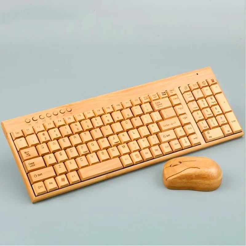 

Bamboo Keyboard Mouse Wireless Combo Set For Laptop PC Office USB Plug And Play,Natural Mice Keyboard Novelty High-end Gifts