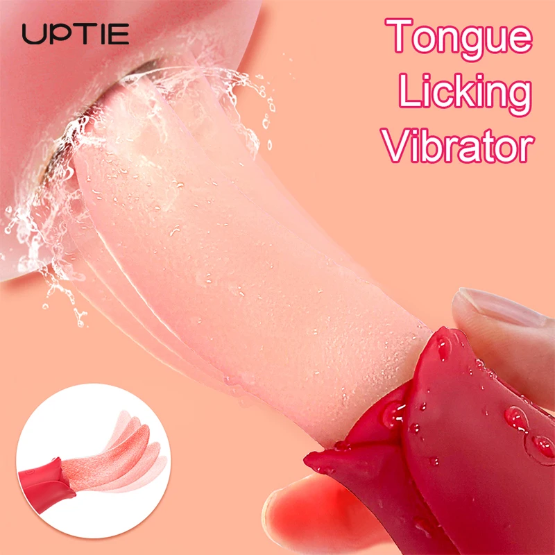 Powerful Tongue Licking Rose-Vibrator Female 10 Modes G spot Clitoris Stimulator Nipple Massager Mini Clit Sex Toys for Women