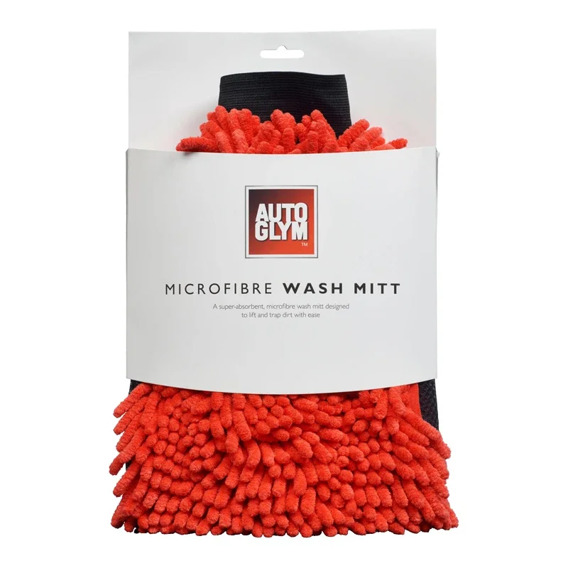 AUTOGLYM UK Crown Imported Red Fiber Car Wash Gloves, Snow Neil Soft and Non damaging to Car Paint