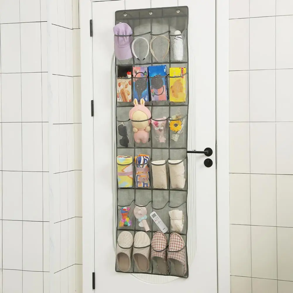 Breathable Hanging Storage Bag Over-The-Door Shoes Organizer 24 Mesh Pockets Over The Door Shoe Rack for Shoes Socks Toys view 4