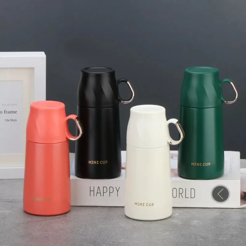 1PC 260ml Mini Stainless Steel Vacuum Insulated Cup Portable Thermal Bottle 6to12 Hour Heat Retention Professional Carry Handle