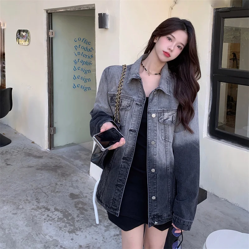 

Джинсовое пальто, длинное с мехом, женские осенние лоскутные замшевые куртки в клетку с граффити и открытой передней частью, большие плиссированные эластичные шикарные куртки