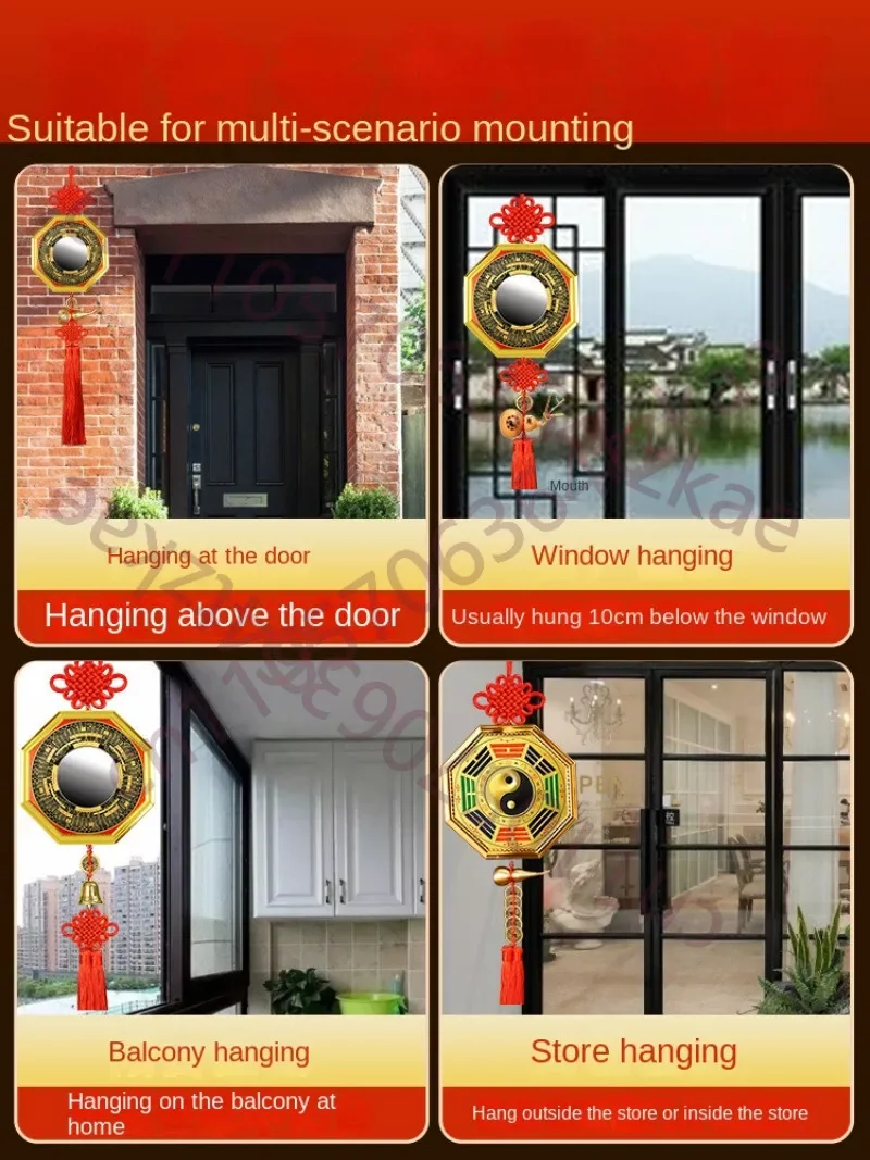 Bagua Mirror Convex Mirror Window Feng Shui Mirror Pendant Household Decoration