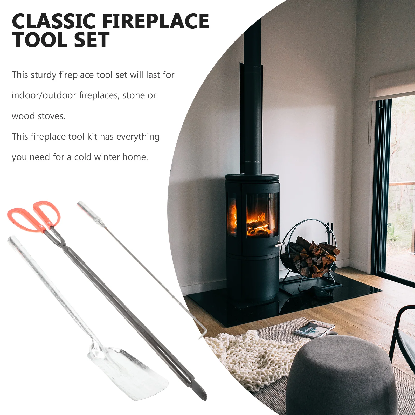 

1 Set Fireplace Tool Set With Long Handle Shovel Iron Fire Tools For Home Bbq Ash Removal Coal Shovel Fire Pit Tong Kitchen