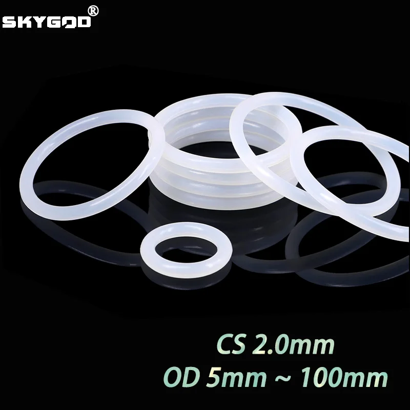 10/50pcs White VMQ O-Ring CS 2mm OD 5mm ~ 100mm Silicone Food Grade Silicon Rubber Sealing Washer Waterproof Insulated Gaskets