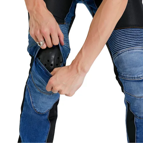 Imagen 2 del producto Pantalones de moto para hombre, pantalones vaqueros de aramida para motocicleta, equipo de protección para montar, Touring, pantalones de moto negros, pantalones vaqueros de ocio para Motocross