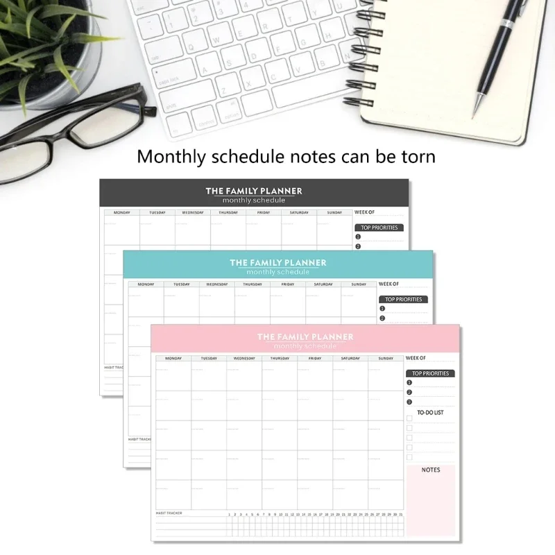 

2Pcs Monthly Planner Notepads Tearable Weekly Planner Academic Planner Notebook 52 Sheets Writable for Daily Planning