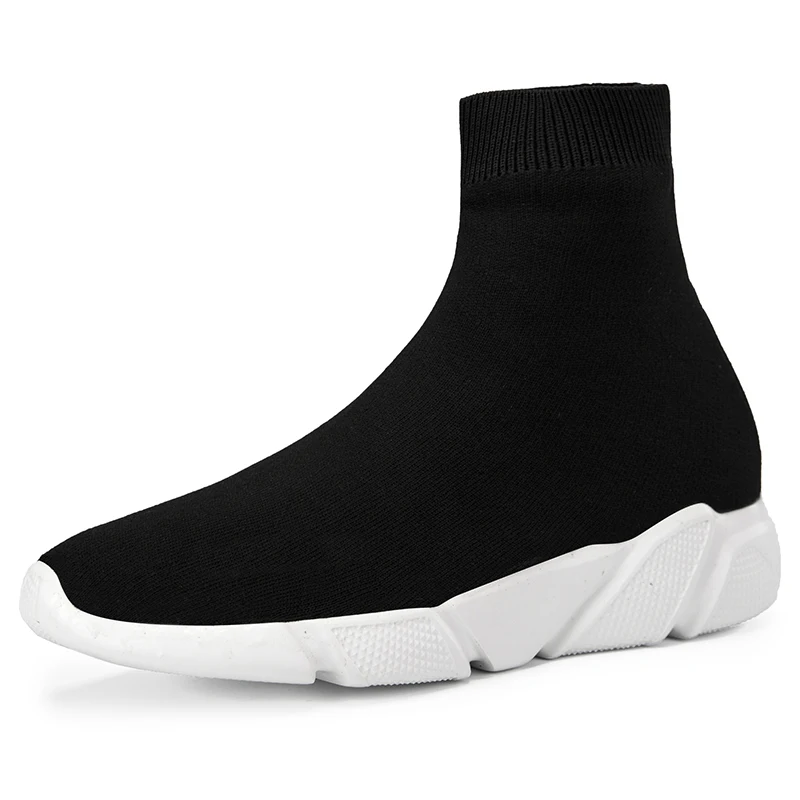 

HKDQ Fashion Black Lightweight Sock Shoes Men Classic Casual Breathable Mesh Sneakers Women Outdoor High Top Men's Platform Shoe