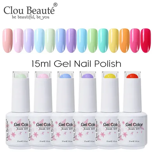 Clou Beaute 56 colores esmalte de uñas en Gel Pastal Rosa verde lavanda UV Gel de uñas Soak Off barniz UV pintura de Gel de macarrón 15ml Nail Art