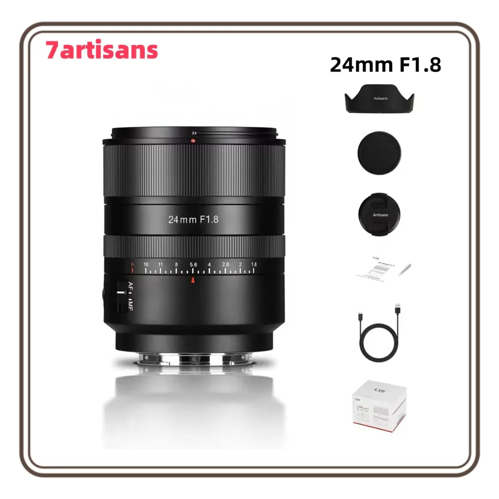 Полнокадровый объектив 7artisans 24 мм F1.8 с автофокусом и большой диафрагмой, автоматический/управляемый для Sony FX A1 A9 A7M A7R A7S A7C ZVE FX3, A9II Полнокадровый объектив 7artisans 24 мм F1.8 с автофокусом и большой диафрагмой, автоматический/управляемый для Sony FX A1 A9 A7M A7R A7S A7C ZVE FX3, A9II