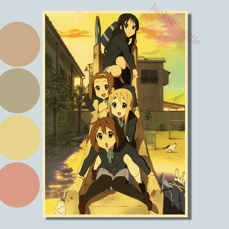 Japan Classic Anime Poster Music K-On Posters Retro Kraft HD 4K Printing Decorative Painting Wall Sticker Home Living Room