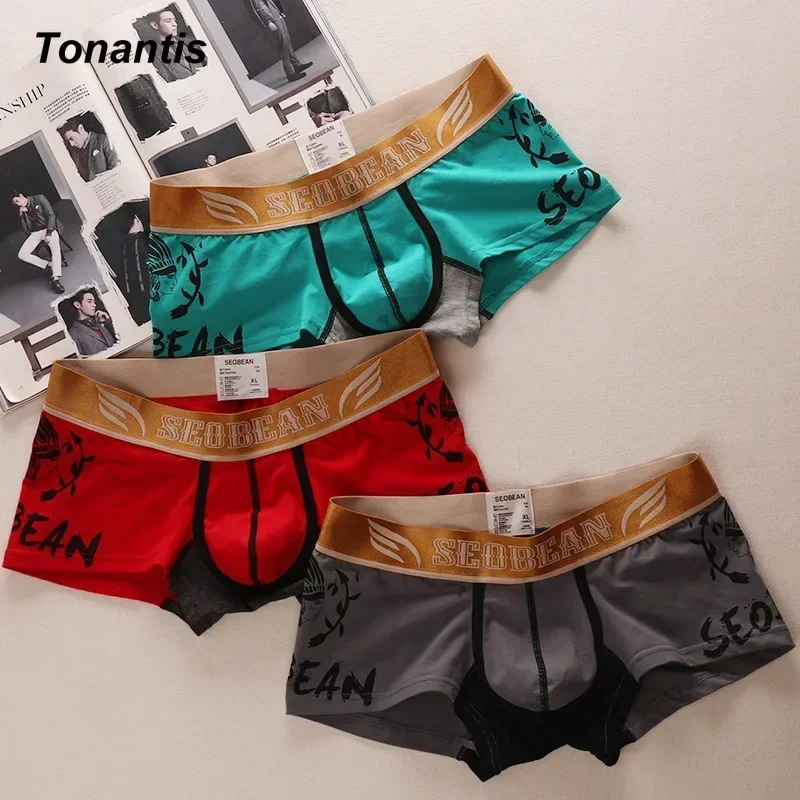 3Pcs/Set Top Quality Men Boxers Europe Design Cotton Men\'s Panties Fashion Chief Printing Man Underpants Cuecas Calzoncillos