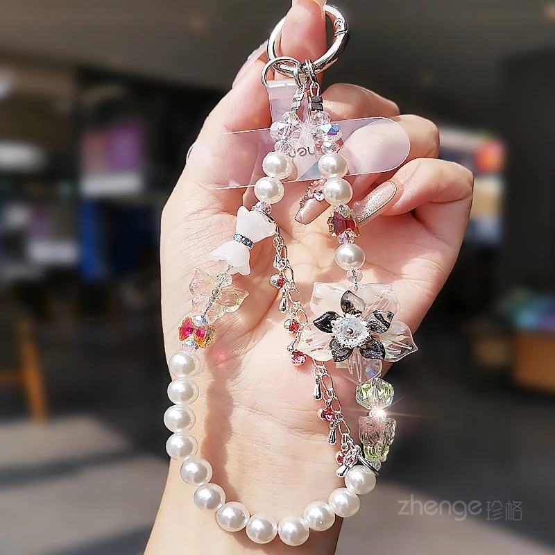 Mobile Phone Chain Bead Pendant, Women's Wrist Style High-end Personalized Chain Accessory Outdoor Anti Loss Hanging Rope