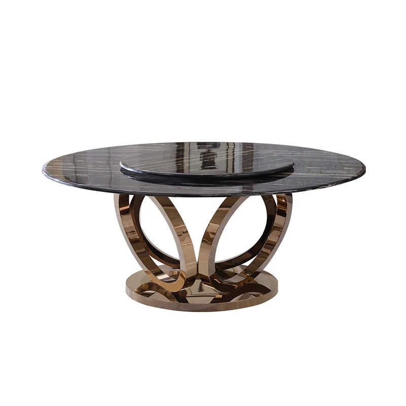 #Modern Dining Room Table with 8 Round Chairs Sturdy Stainless Steel Base for Home Office & Apartment Use Large