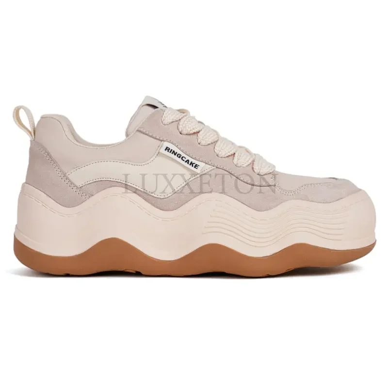 Thick Heel Platform Women Shoes Flat Heel Breathable Mesh New Chunky Sole Trainers Skateboard Shoes Tennis Female Sneakers