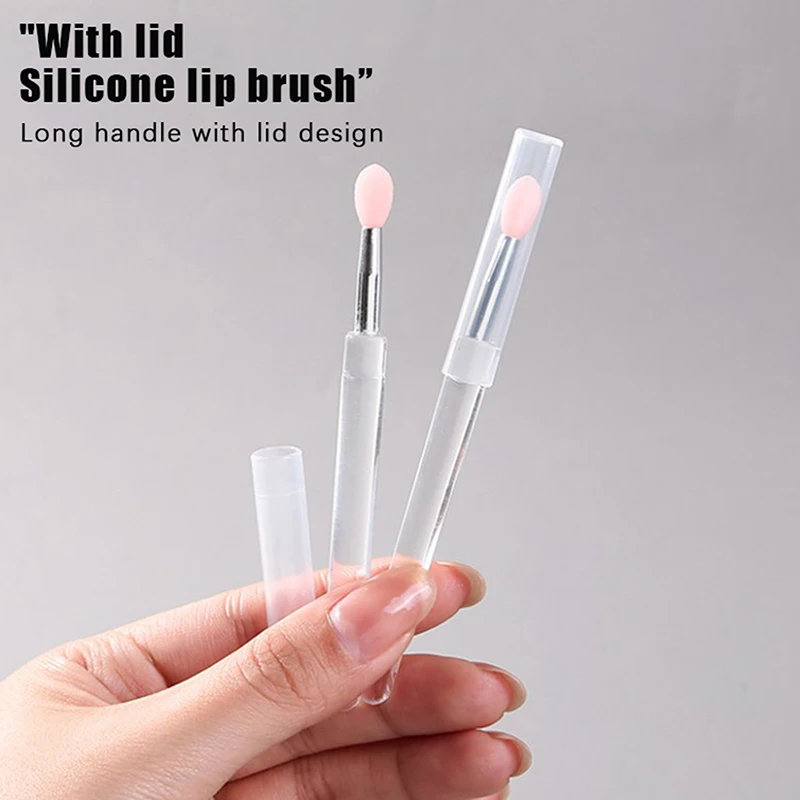 

【WHB】Silicone Lip Brush With Cover Crystal Handle Concealer Brush Fingertips Soft Lipstick Makeup Brushes No Broken
