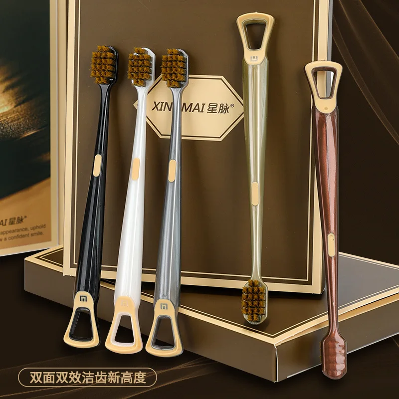 Light Luxury Gift Box with 5 Tongue Scrapers, 10,000-bristle Toothbrushes, Adult Household Travel Soft-bristle Toothbrushes