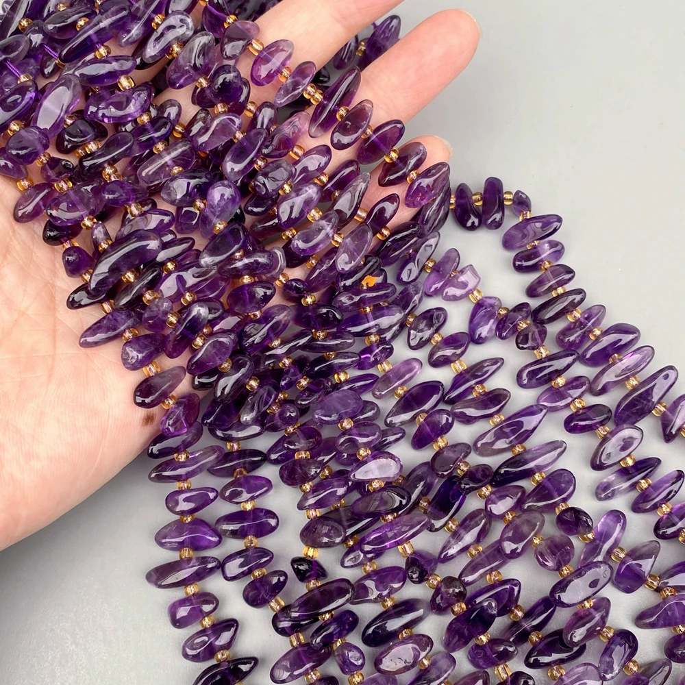 5 Strands 6x15mm Natural Deep Color Amethyst Smooth Loose Beads 15.5