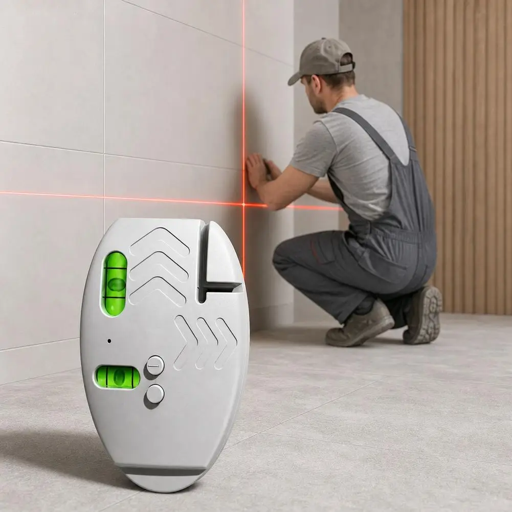 1/2 Stück hochpräzises Rot-Grün-Laser-Nivelliergerät, Mini-Winkelmesser, wiederaufladbar, Boden-Nivelliergerät, hochintensives Licht, Werkzeuge – Detail 5