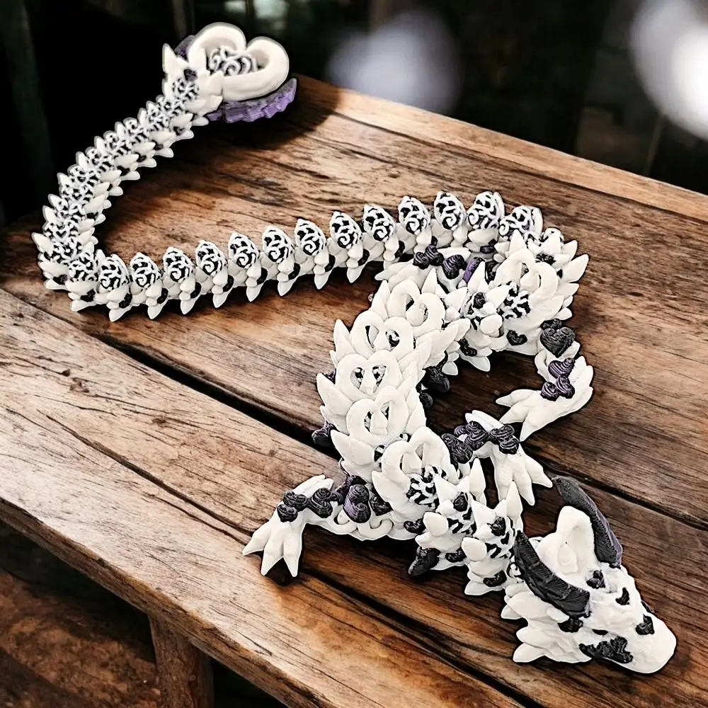 Drago stampato in 3D con occhio simulato Stampaggio all-in-one Drago cinese Stampato in 3D Drago Diceratops Girevole flessibile