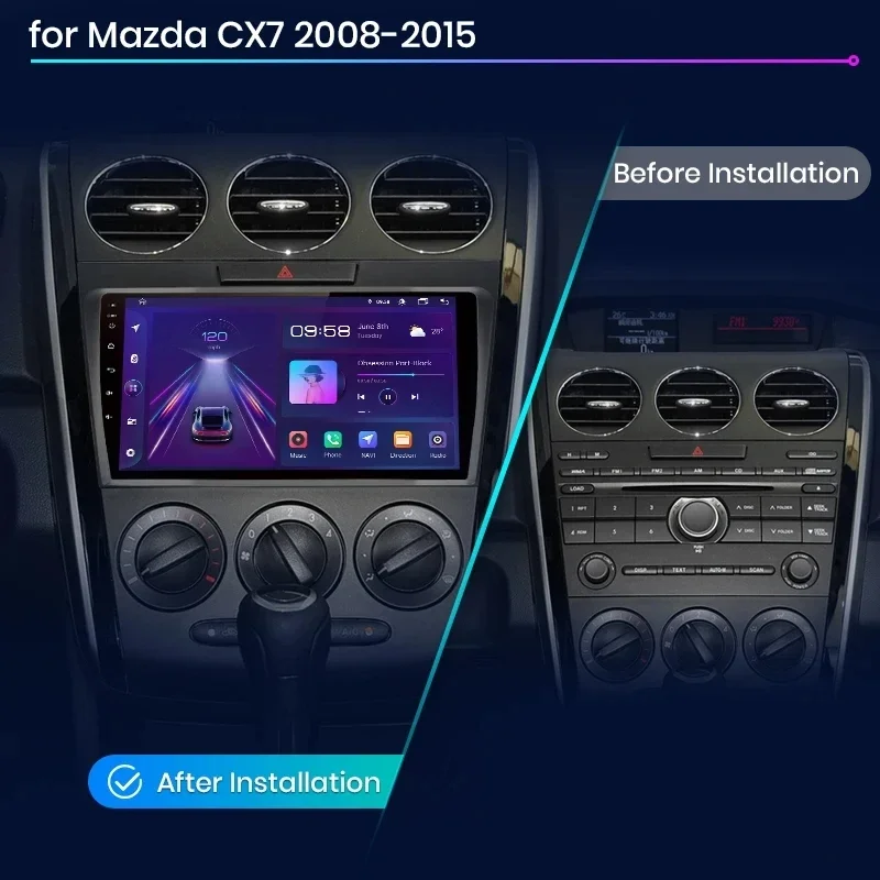 Wireless CarPlay Android Auto Radio for Mazda CX-7 CX7 2008 - 2015 4G WIFI DVD Car Multimedia GPS 2din Autoradio