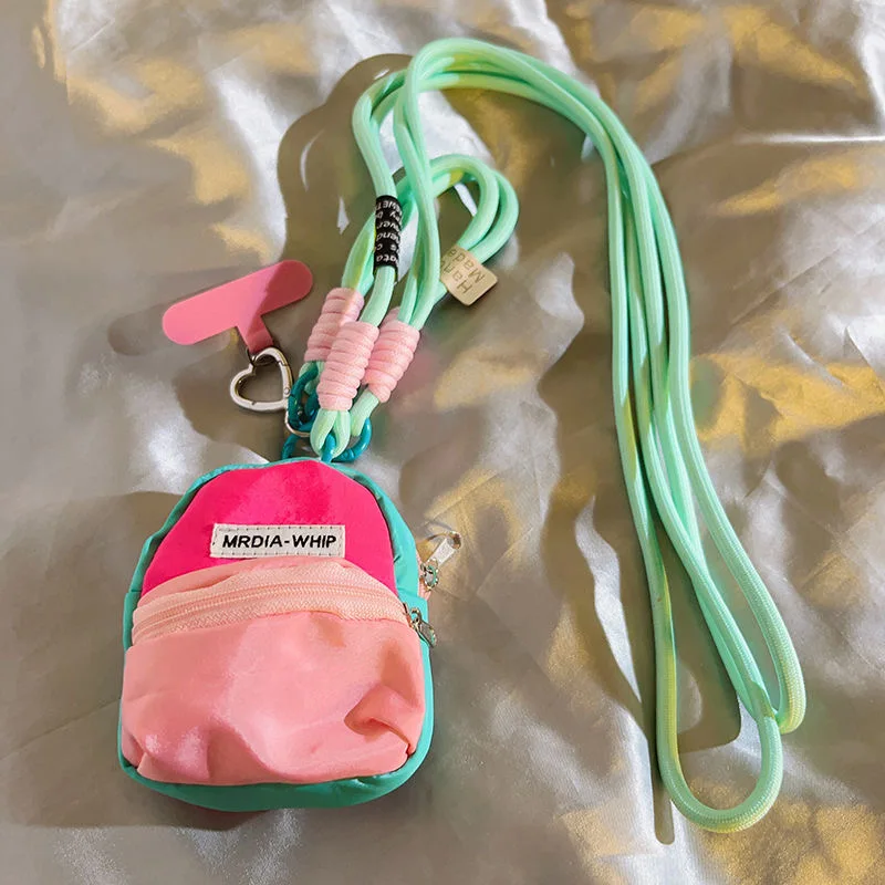 

Trendy Dopaamine Travel Colorful Soft Coin Crossbody Phone Lanyard Bag Camera Hanging Chain Universal Phone Case Accessory