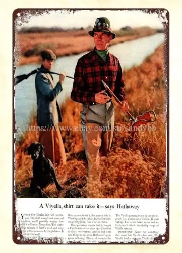 1957 Hathaway Viyella Hunting Shirt hunter rifle metal tin sign home decor