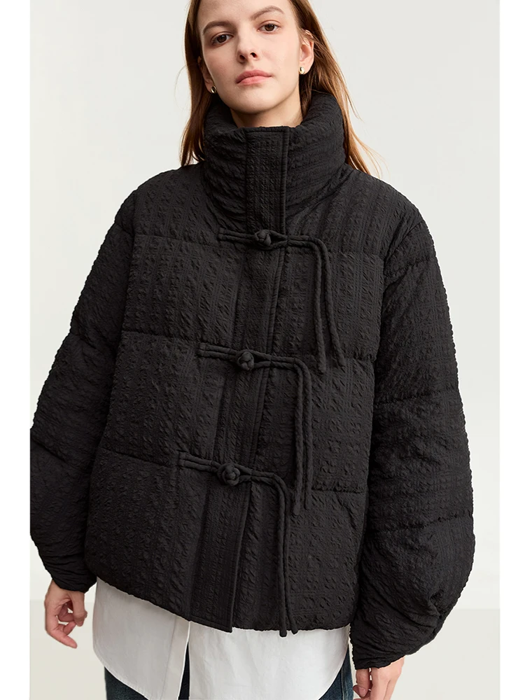 Amii minimalist ische neue chinesische Daunen jacke Frauen Winter Falt manschette Scheiben schnalle Schnee bekleidung gepolsterte Parka Daunen jacke