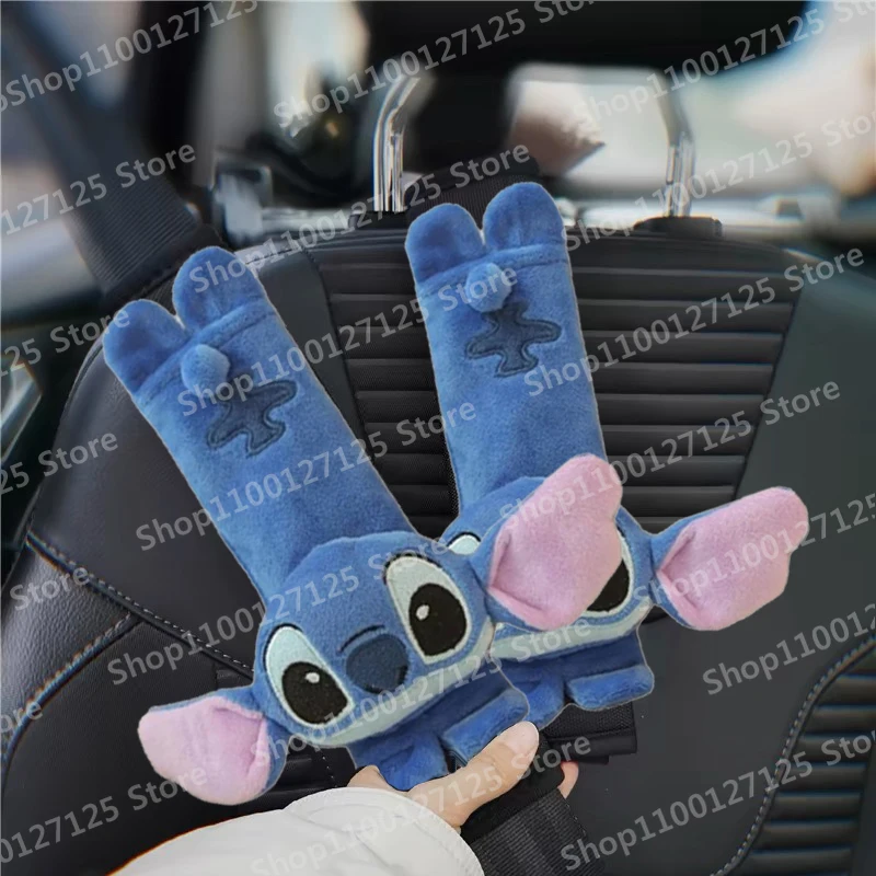 Disney Cartoon Stitch zagłówek samochodowy poduszka pod kark uniwersalne siedzenie osłona pasa bezpieczeństwa lędźwiowego akcesoria do wnętrz